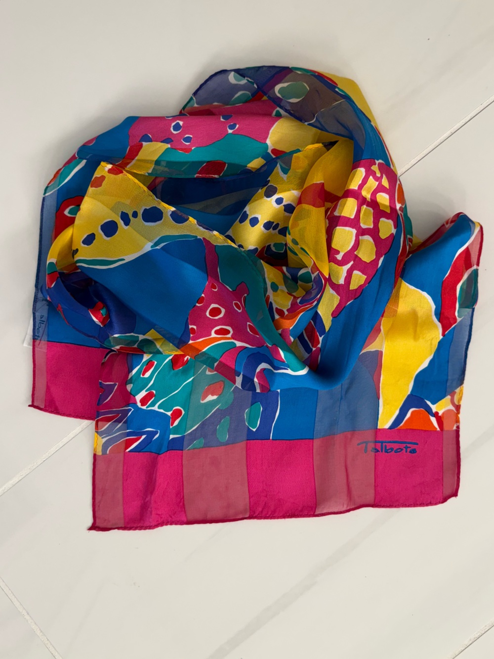 Talbots Multicolor Silk Scarf - Picture 3 of 5